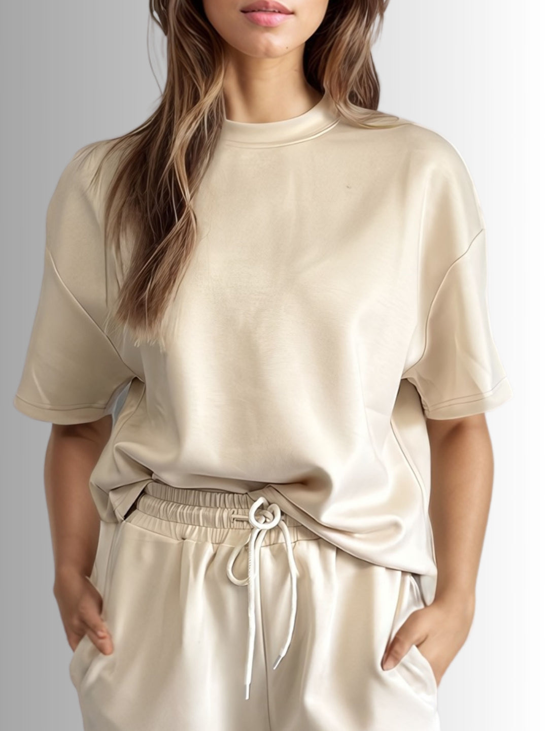 Lilou Luxeflow Relxed Tee Creme