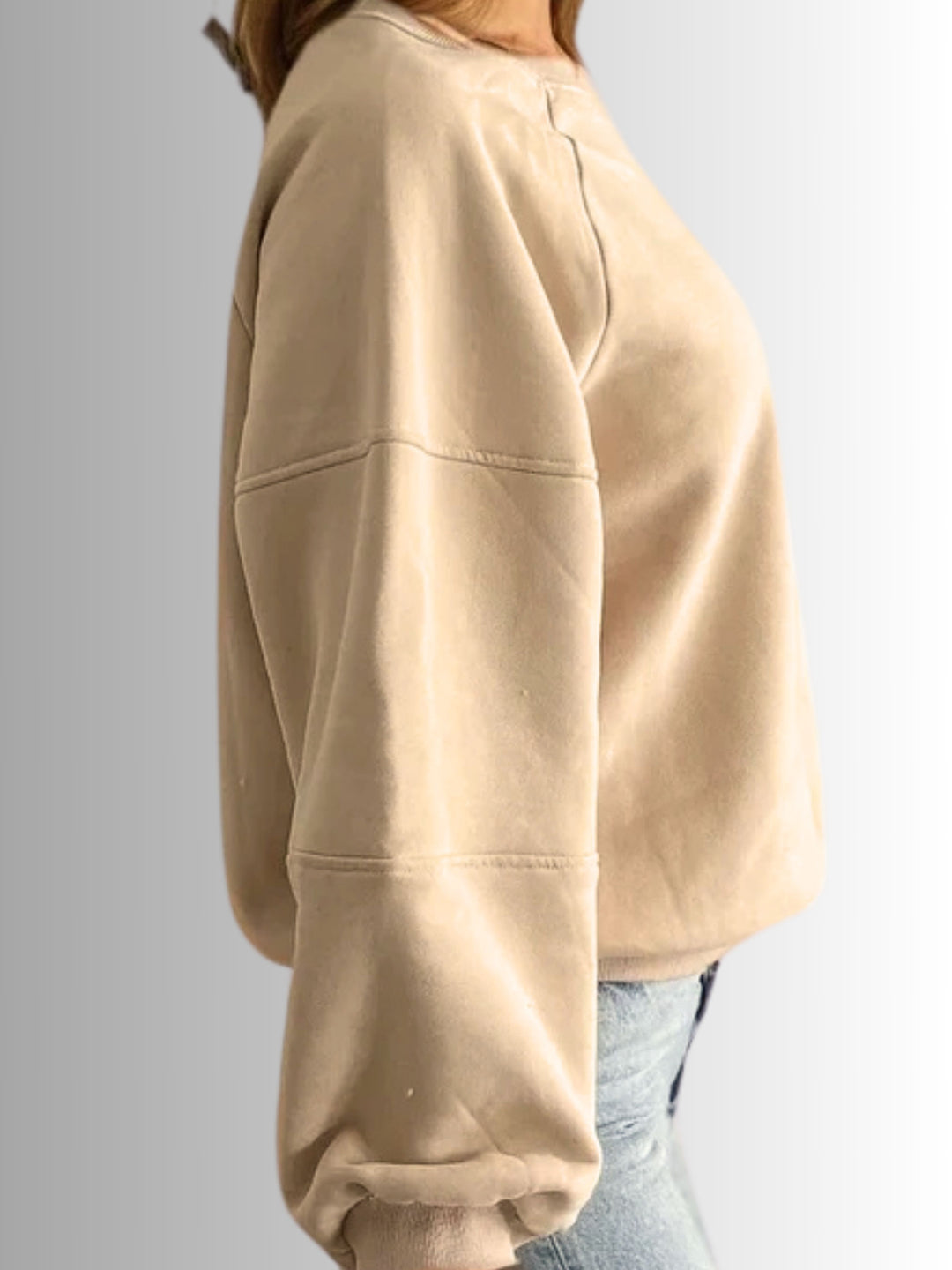 Cece Crew Neck Fleece in Camel