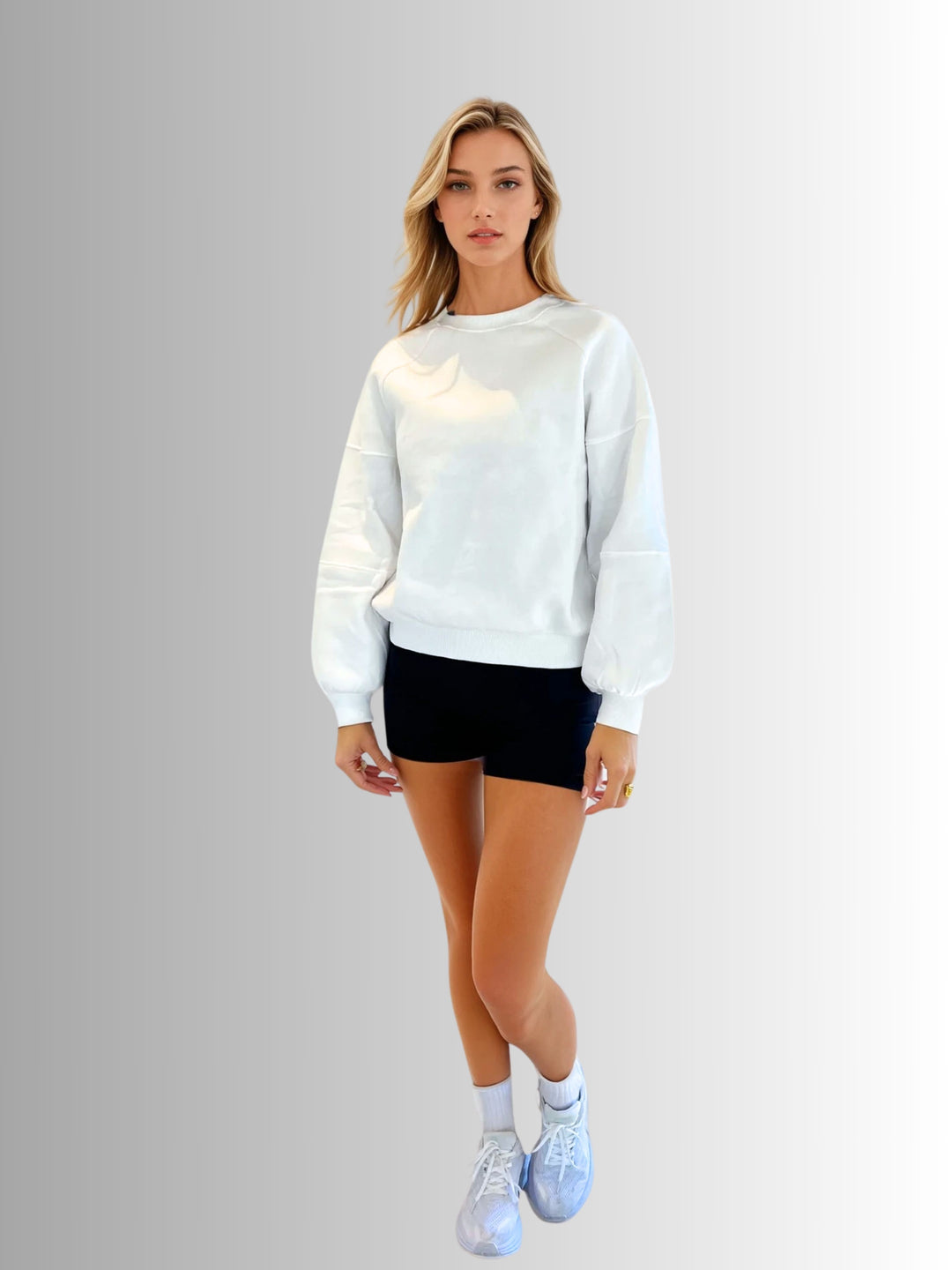 Cece Crew Neck Fleece in White