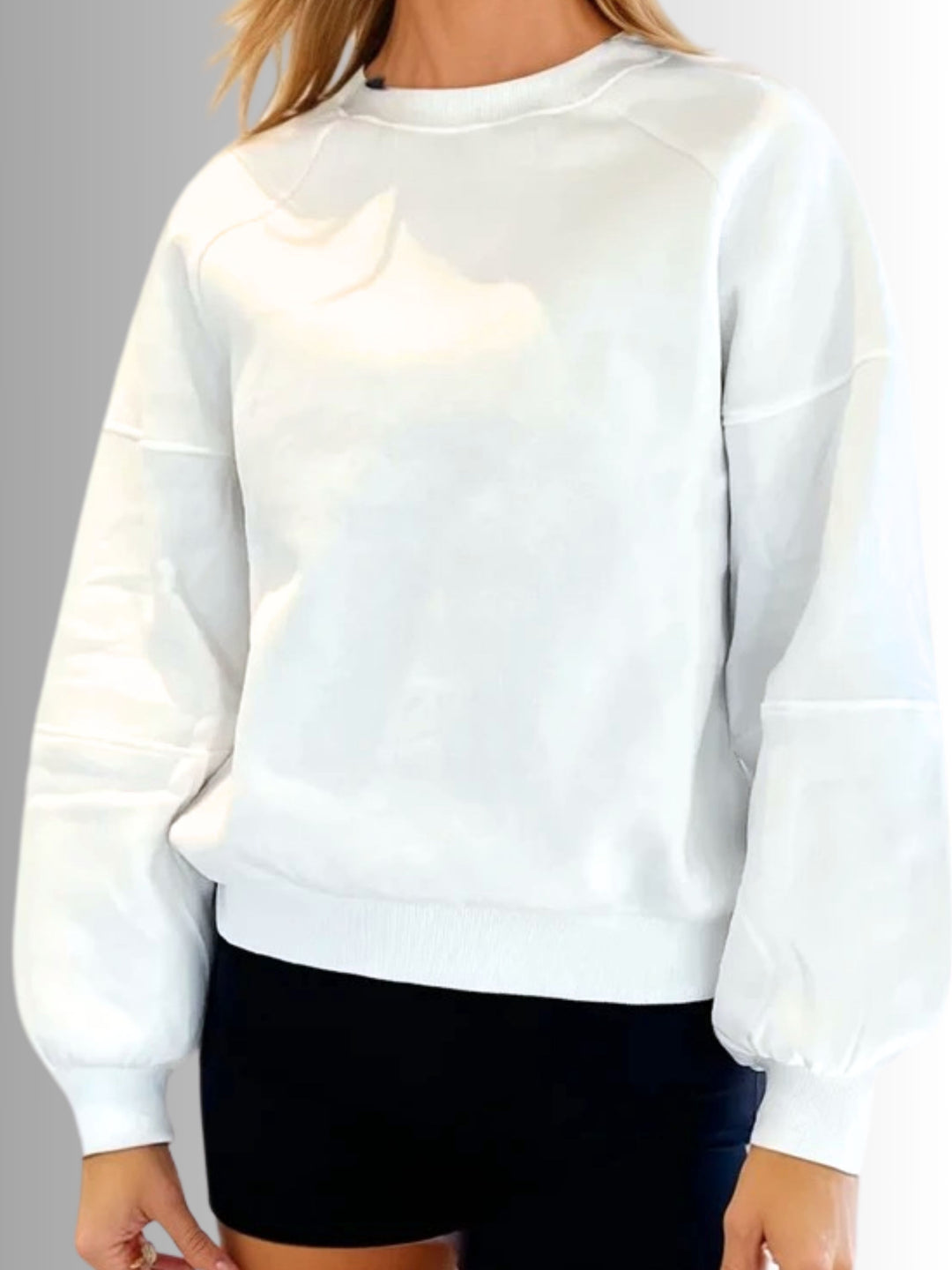 Cece Crew Neck Fleece in White