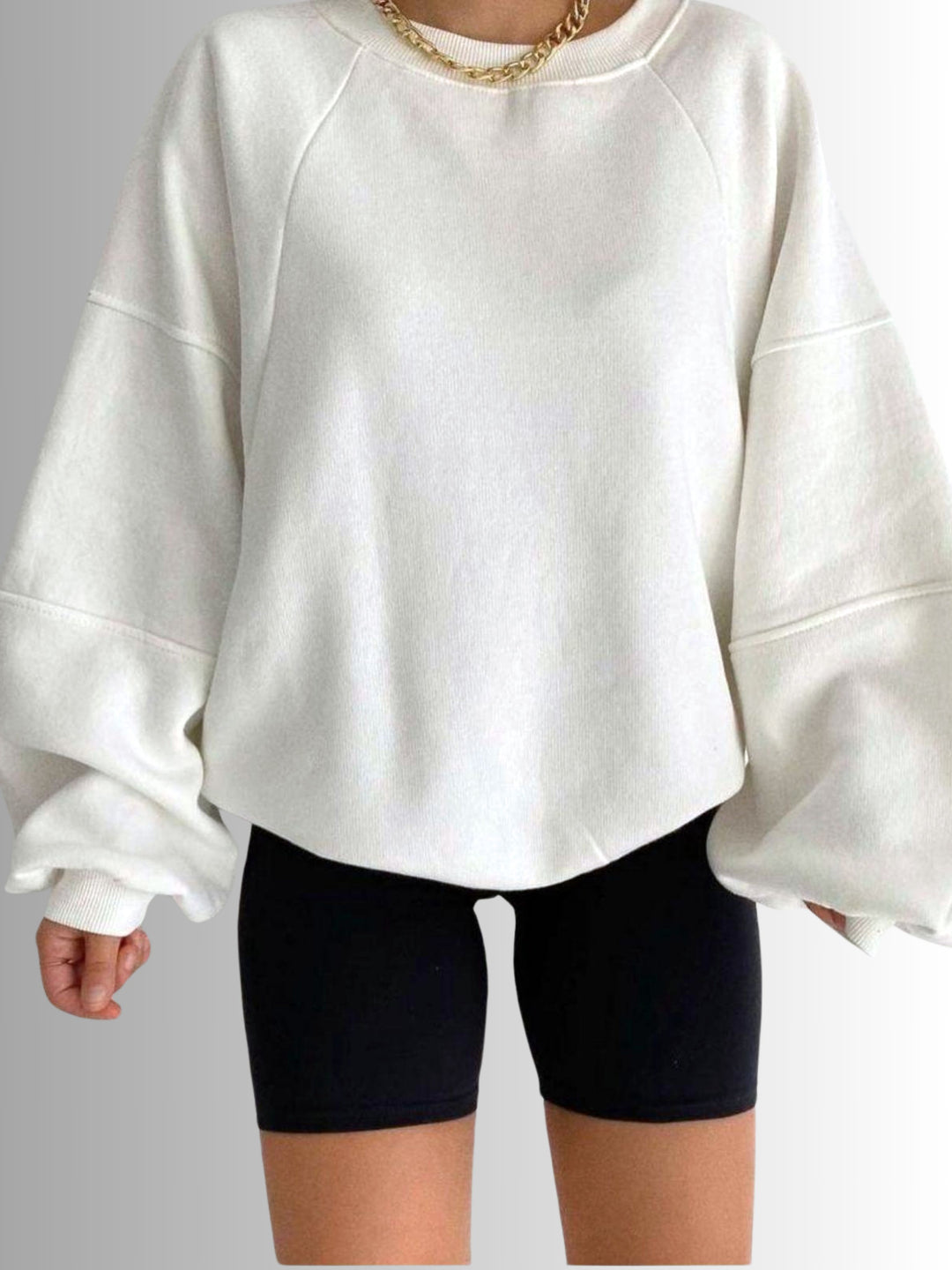 Cece Crew Neck Fleece in White