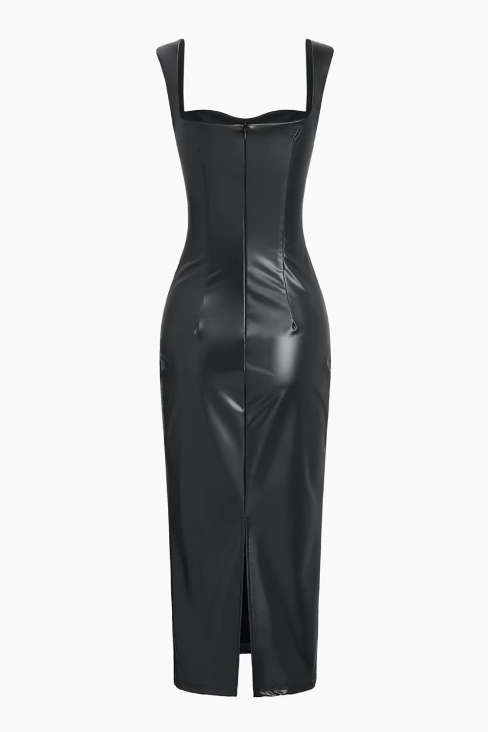 Lola Fitted Latex Dress Black