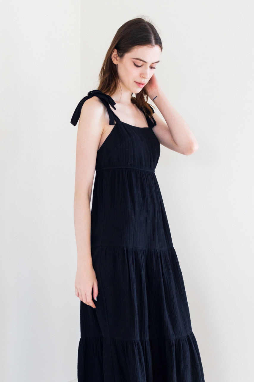 Black tie shoulder outlet dress