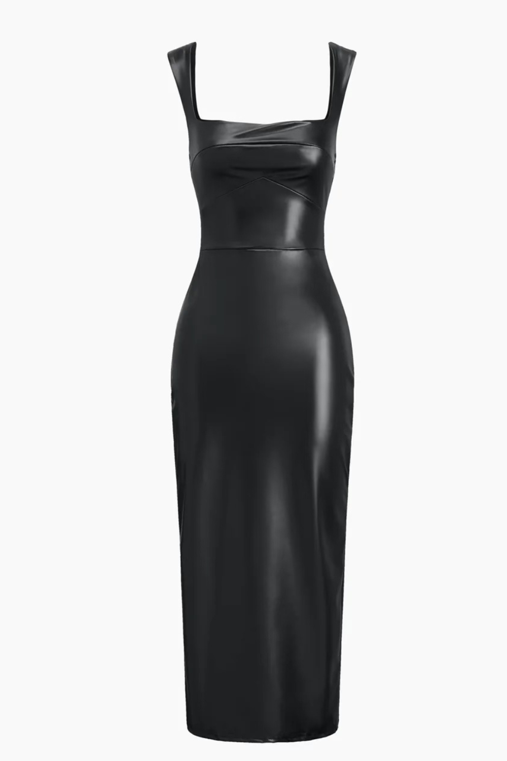 Lola Fitted Latex Dress Black