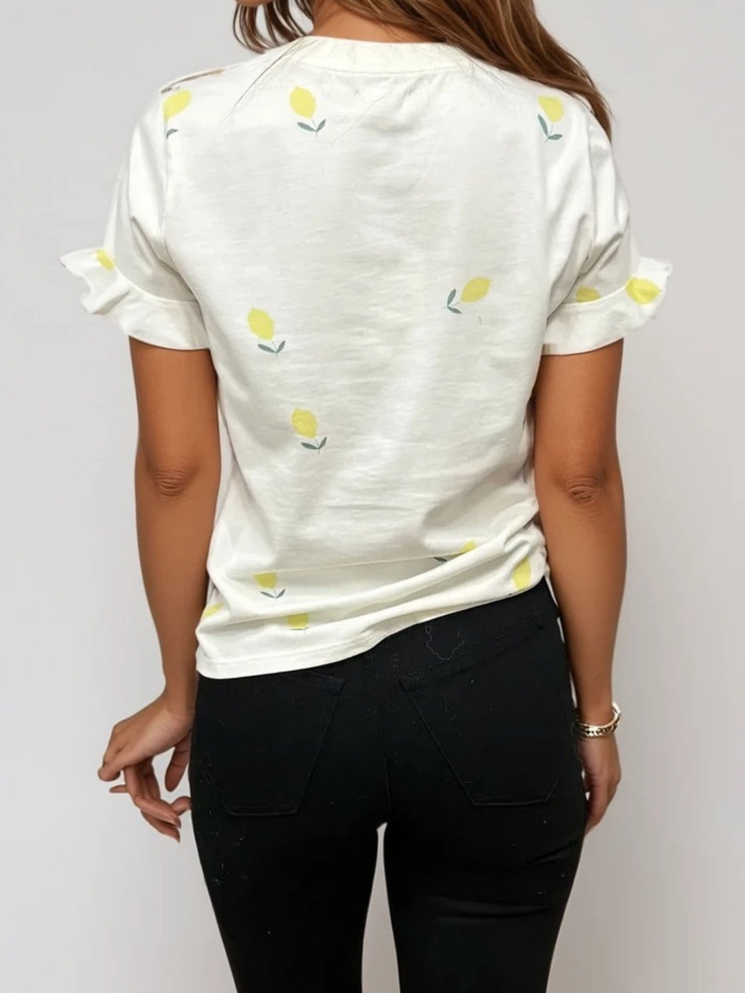 Elodie Ruffle Cuff Lemon Tee