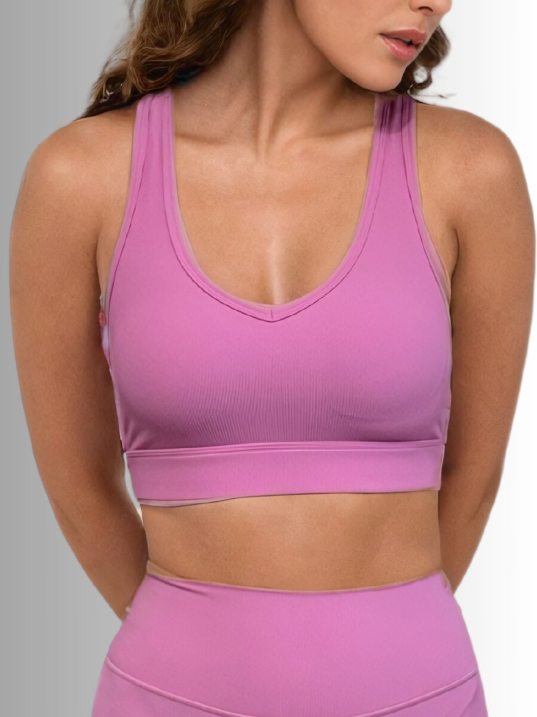 Ruthie Ribbed Sports Bra Pink