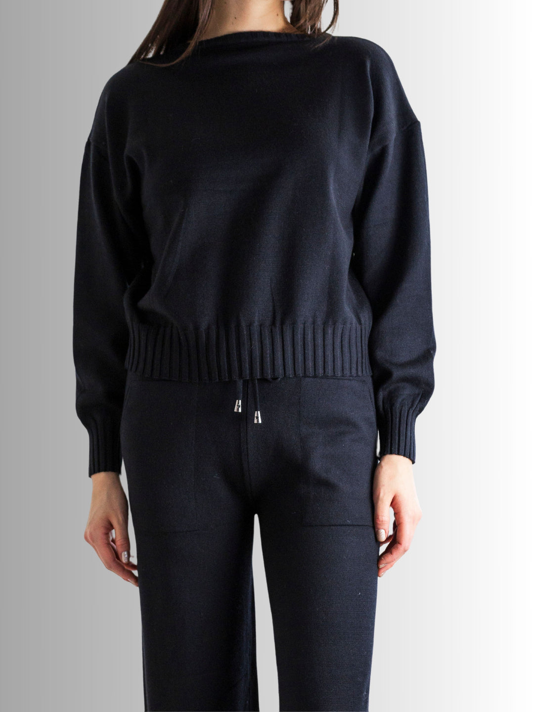 Odette Knit Pant Set in Black