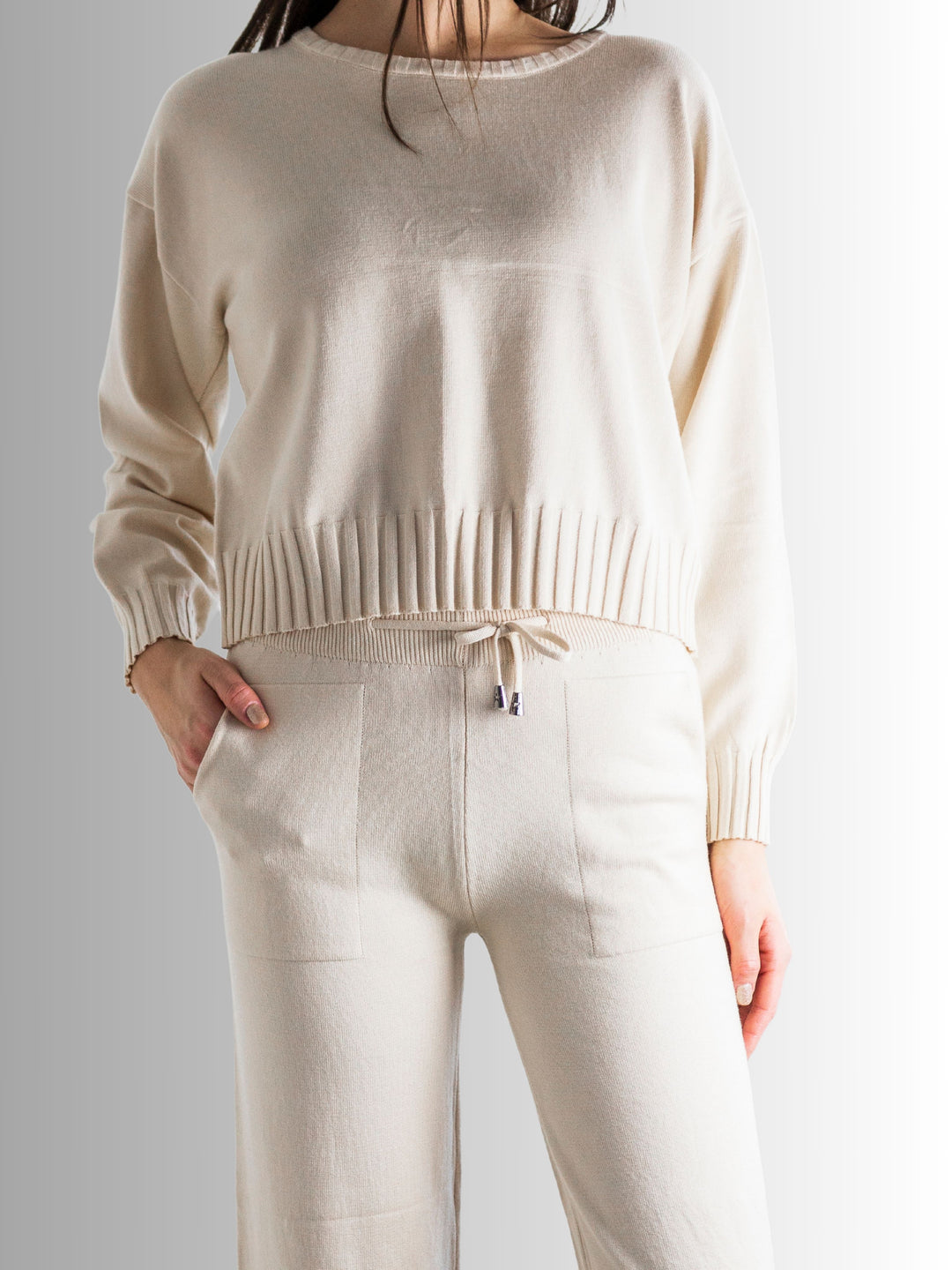 Odette Knit Pant Set in Ivory