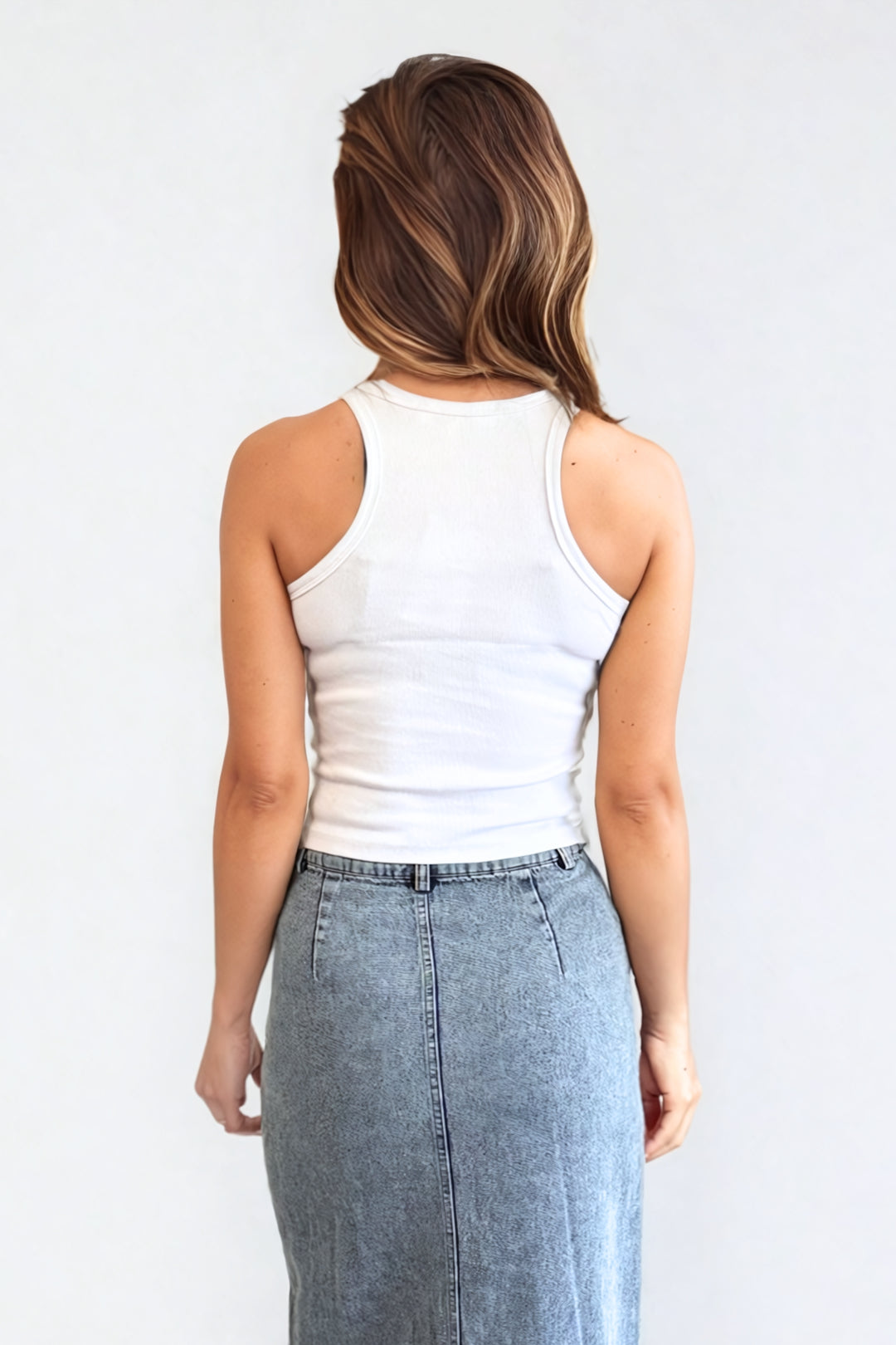 Etta Basic Tank with Racer Back in White