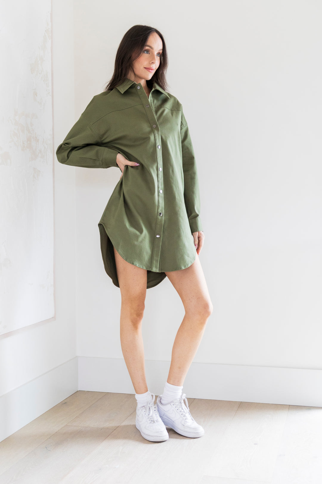 Sally Shirtdress in Olive