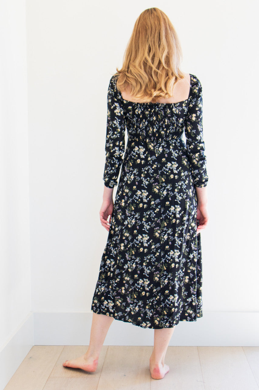 We've reimagined our best selling vintage print for Fall. This flowing long sleeve dress is made with lightweight fabrics with a boxy neckline. Like this print? Visit our Lennox Blouse, Rhea Blouse and top selling Mara Dress, all featured in the same print.

