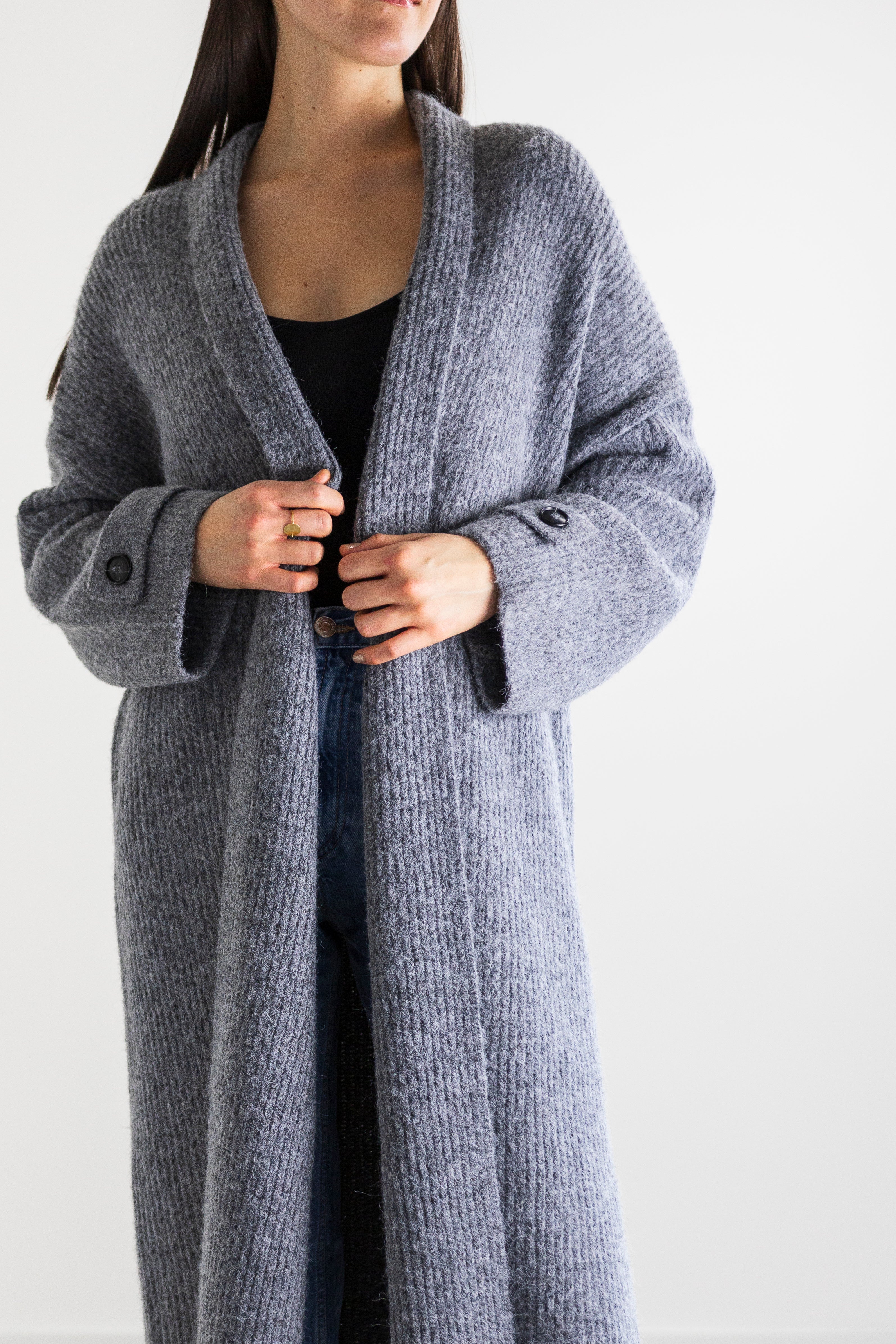 Vera Full Length Knit Cardigan in Dark Grey PRIV Collections