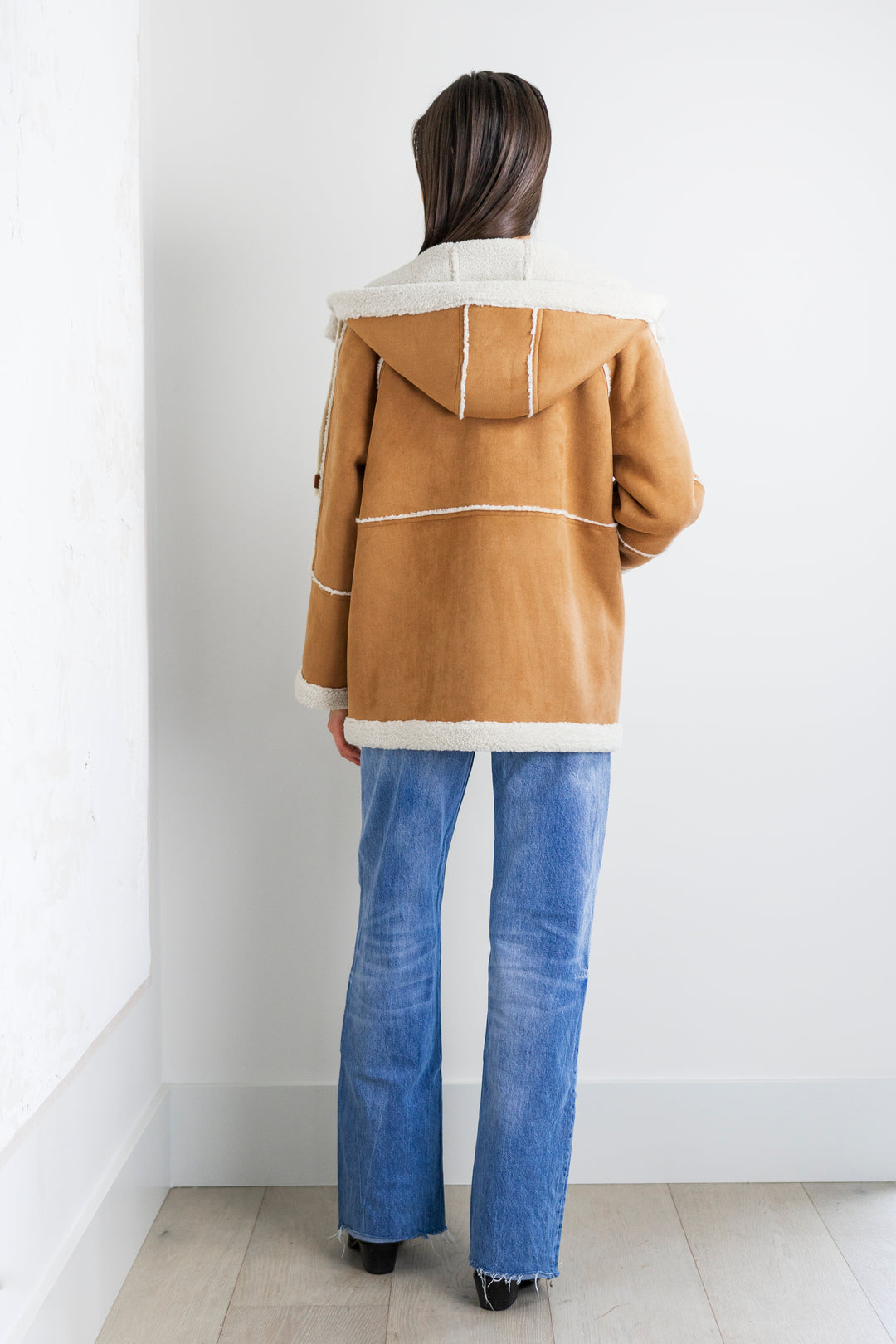 Daphne Button Down Hooded Coat in Camel