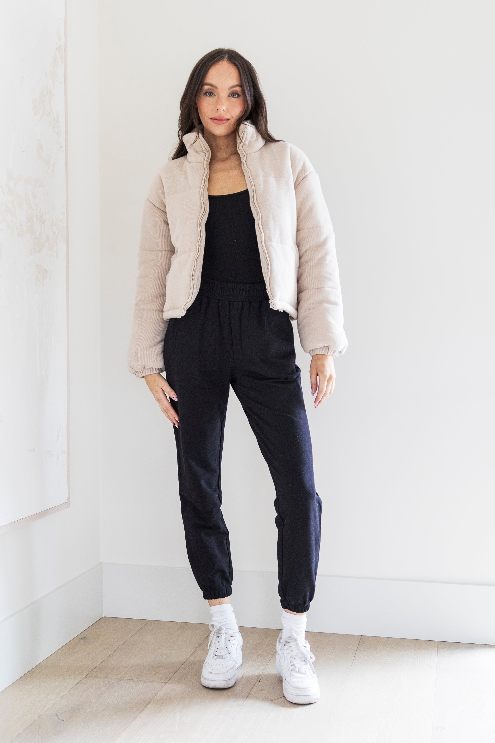 Celine Knit Puffer Jacket in Oat PRIV Collections