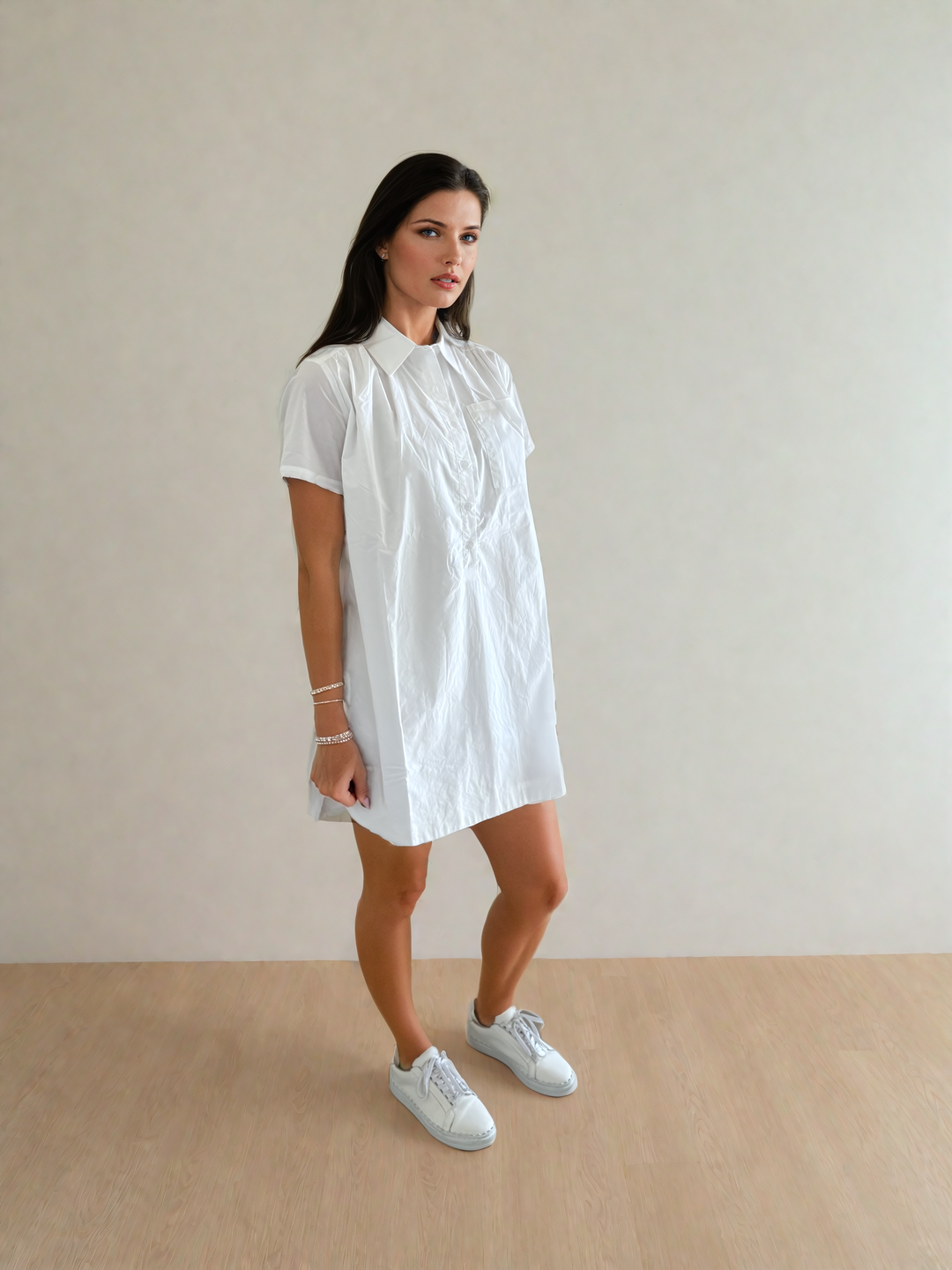 Sarah SS Shirt Dress in White